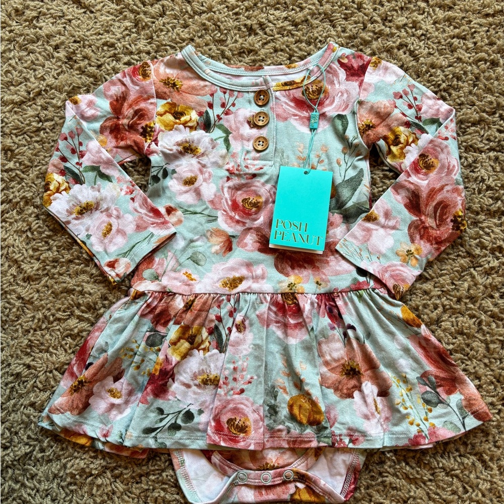 Posh Peanut Pink and Green Floral Dress